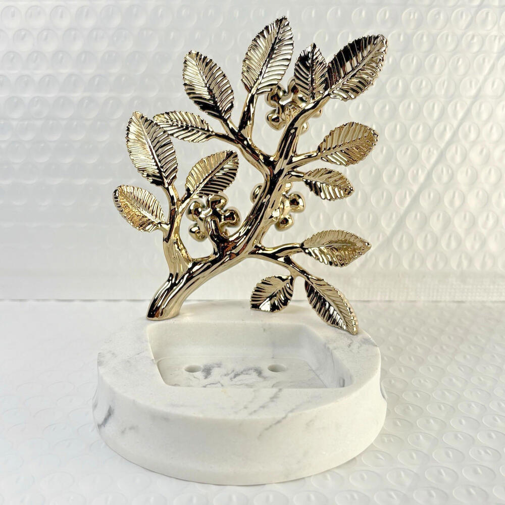 Bath & Body Works Gold‎ Branch White Glitter Flowers Marble Foaming Soap Holder - Picture 4 of 6